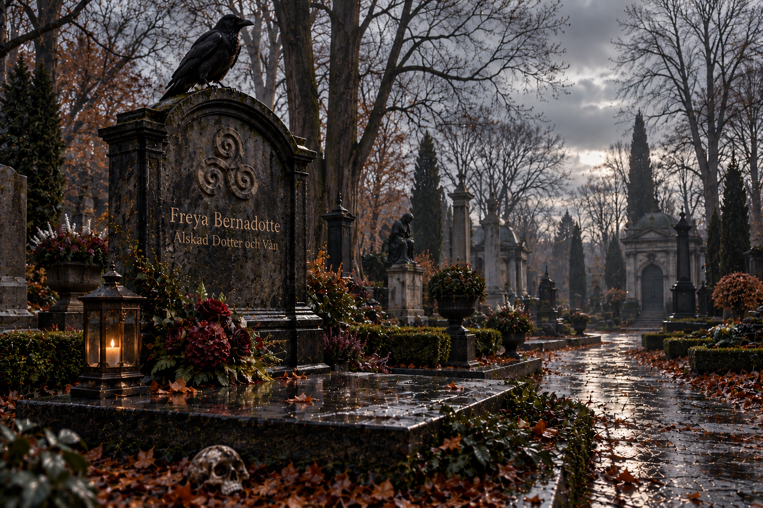 Freyas Grab auf dem Friedhof